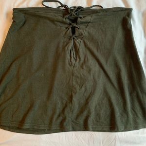 Suede green skirt